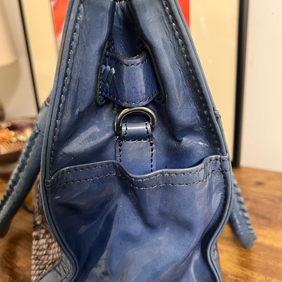 Brighton Renault Python & Blue Patent Leather Purse E837912 Hobo Shoulder Bag - Picture 8 of 14